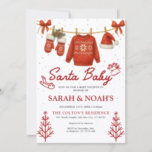 Santa Baby Shower Invitation  招待状 (正面)