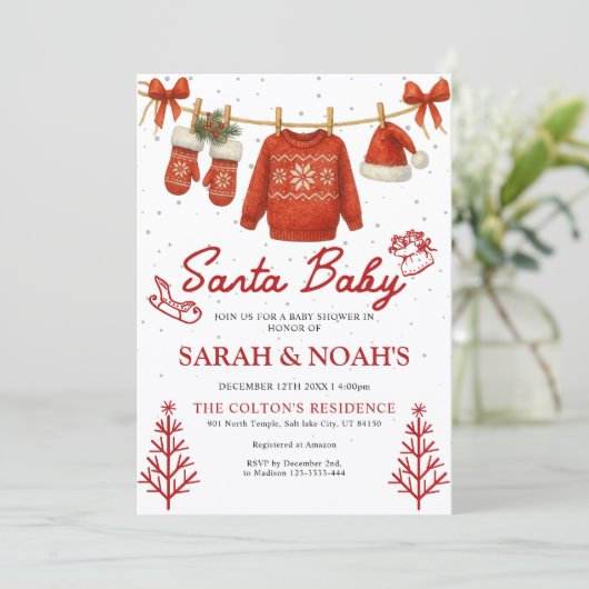 Santa Baby Shower Invitation  招待状 (スタンド正面)