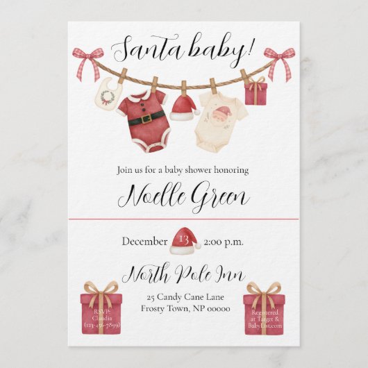 Santa Baby Shower Invitation 招待状 (正面)