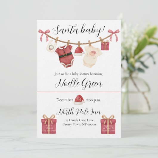 Santa Baby Shower Invitation 招待状 (スタンド正面)