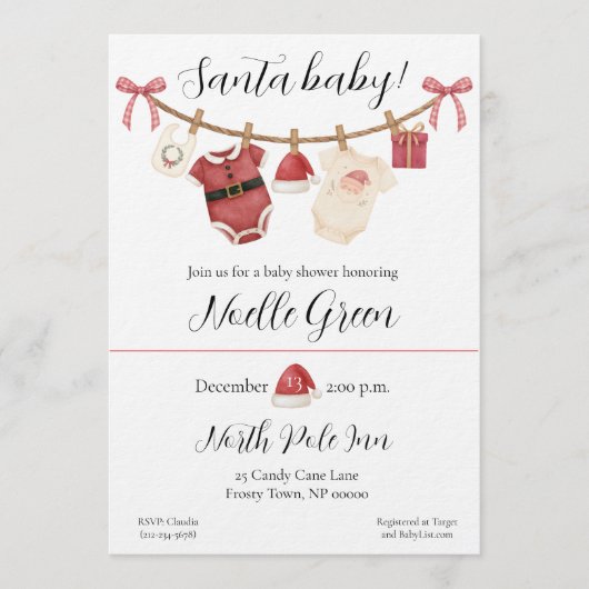 Santa Baby Shower Invitation 招待状 (正面)