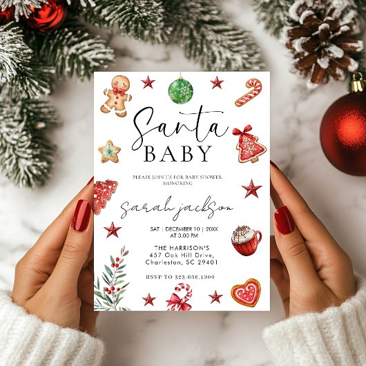 Santa Baby Shower Invitation set, baby it's cold  招待状