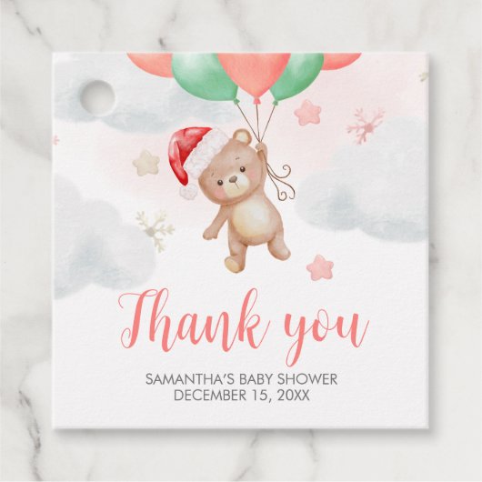 Santa Baby Shower Square フェイバータグ (正面)