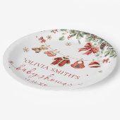 Santa Baby Winter Christmas Baby Shower ペーパープレート (アングル)