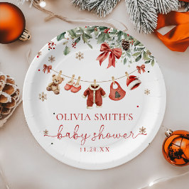 Santa Baby Winter Christmas Baby Shower ペーパープレート
