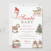 Santa Baby Winter Christmas Baby Shower 招待状 (正面)
