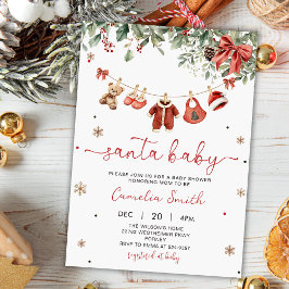 Santa Baby Winter Christmas Baby Shower Invitation 招待状