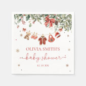 Santa Baby Winter Christmas Baby Shower Napkins スタンダードカクテルナプキン (正面)