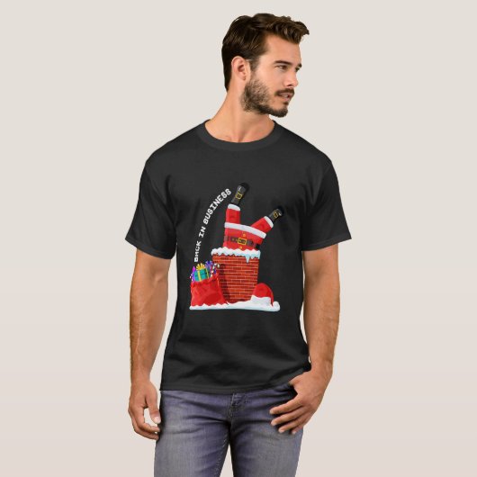Santa Back in Business — Funny Christmas Chimney Tシャツ (正面フル)