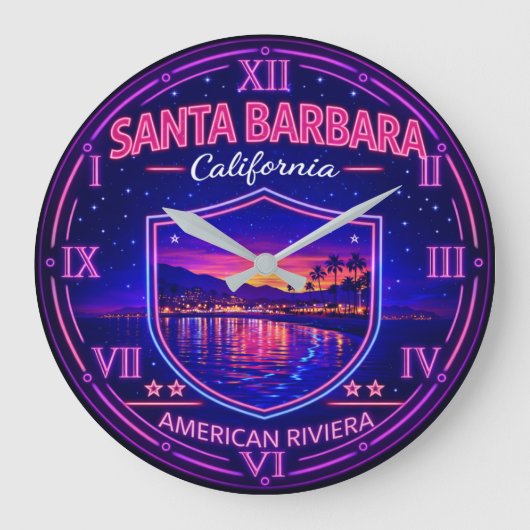 Santa Barbara California Coastal ラージ壁時計 (正面)