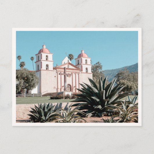 Santa Barbara Mission California Retro ポストカード (正面)
