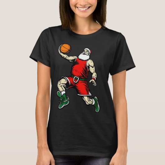 Santa Basketball  Christmas Tシャツ (正面)