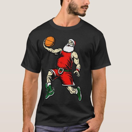 Santa Basketball  Christmas Tシャツ (正面)