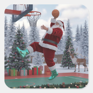 Santa Basketball Sticker スクエアシール