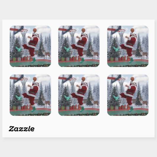 Santa Basketball Sticker スクエアシール (シート)