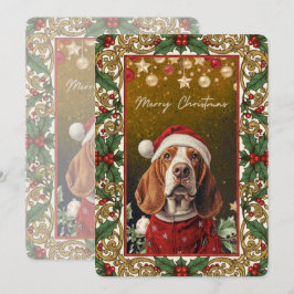 Santa Basset Hound Christmas  シーズンカード