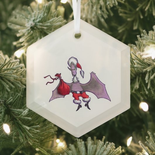 Santa Bat hexagon glass ornament ガラスオーナメント (インサイチュ)