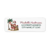 Santa Beach tropical Hawaiian Palm Return Address ラベル (正面)