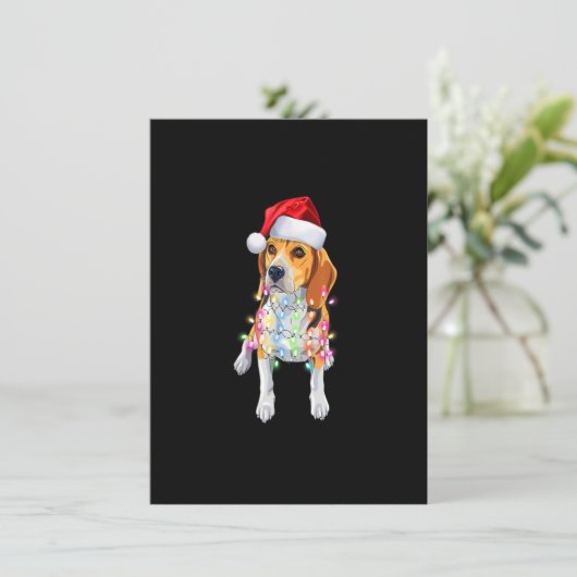 Santa Beagle Christmas Lights Christmas Dog Lover  招待状 (スタンド正面)