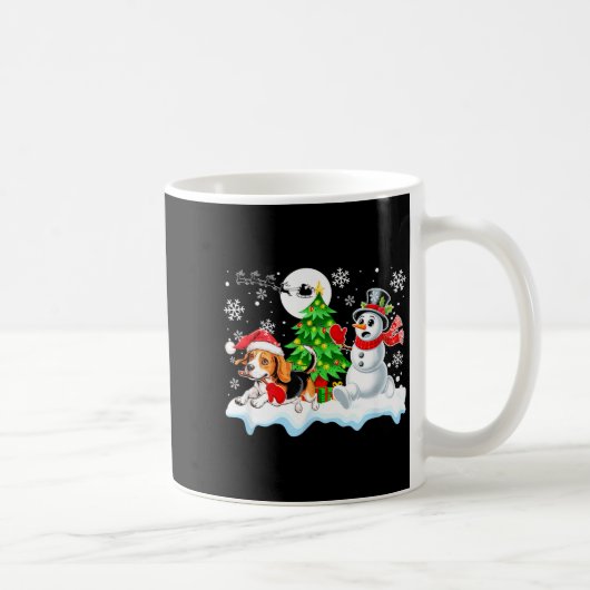 Santa Beagle Snowman Running Friends Christmas Own コーヒーマグカップ (右)