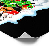 Santa Beagle Snowman Running Friends Christmas Own ポスター (角)