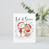 Santa Bear & Snowman Let It Snow シーズンポストカード (スタンド正面)