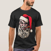 Santa Beard Cigars Funny Smoke Break Christmas Tシャツ (正面)