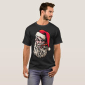 Santa Beard Cigars Funny Smoke Break Christmas Tシャツ (正面フル)
