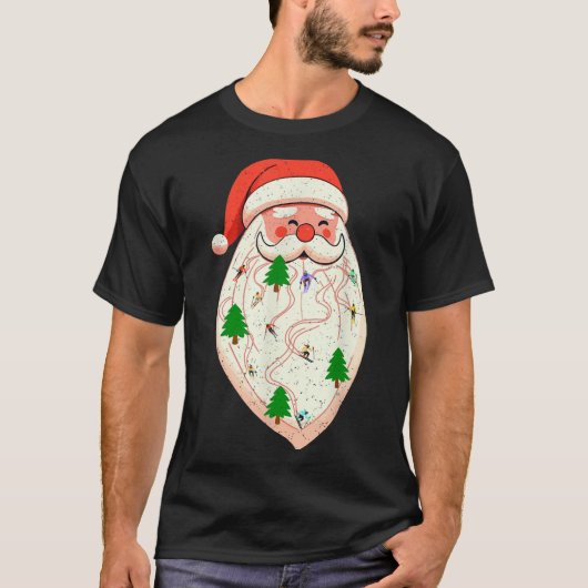 Santa Beard Skiing Christmas Ski Xmas Holiday Skii Tシャツ (正面)