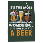 Santa Beer Christmas Party Drinking Family Gifts ミディアムペーパーバッグ (正面)