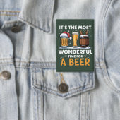 Santa Beer Christmas Party Drinking Family Gifts 缶バッジ (インサイチュ)