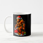 Santa Bigfoot Christmas Lights Funny Sasquatch コーヒーマグカップ (左)