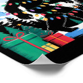 Santa Bigfoot Christmas Lights Funny Sasquatch Bel ポスター (角)