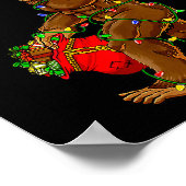 Santa Bigfoot Christmas Lights Funny Sasquatch Bel ポスター (角)