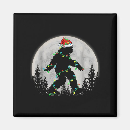 Santa Bigfoot Christmas Lights Funny Sasquatch Bel マグネット (正面)