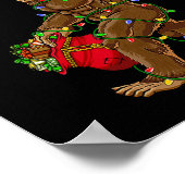 Santa Bigfoot Christmas Lights Rock Fun Sasquatch  ポスター (角)