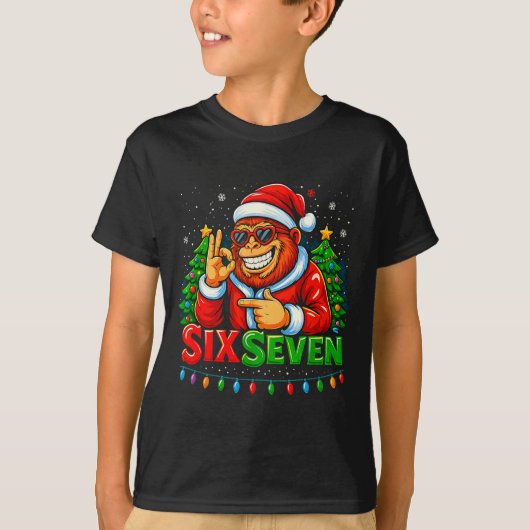 Santa Bigfoot Christmas Sasquatch 67 Funny Meme Si Tシャツ (正面)