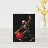 Santa Bigfoot Christmas Tree Lights Rock Funny Sas カード (黄色い花)