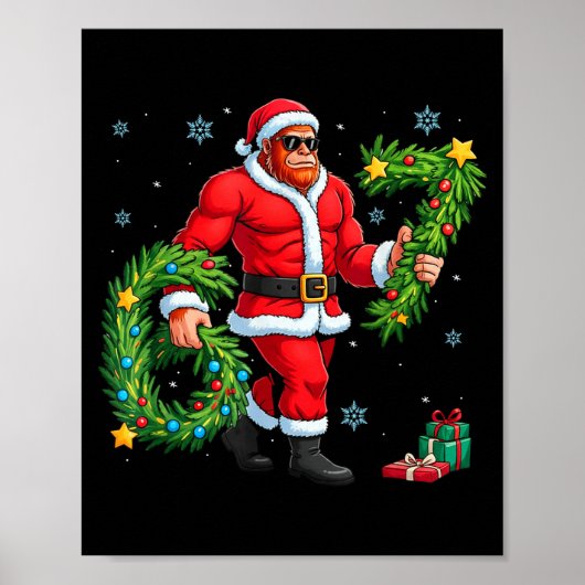 Santa Bigfoot Christmas Tree Sasquatch 67 Six Seve ポスター (正面)