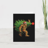 Santa Bigfoot Christmas Tree Xmas Lights Funny Sas カード (正面)