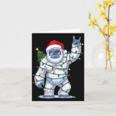 Santa Bigfoot Christmas Tree Xmas Lights Funny Sas カード (黄色い花)