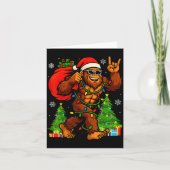 Santa Bigfoot Christmas Tree Xmas Lights Funny Sas カード (正面)