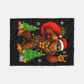 Santa Bigfoot Christmas Tree Xmas Lights Funny Sas フリースブランケット (正面(横))