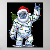 Santa Bigfoot Christmas Tree Xmas Lights Funny Sas ポスター (正面)