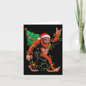 Santa Bigfoot Christmas Tree Xmas Lights Sasquatch カード (正面)