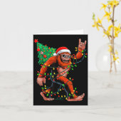 Santa Bigfoot Christmas Tree Xmas Lights Sasquatch カード (黄色い花)