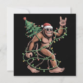 Santa Bigfoot Christmas Tree Xmas Lights Sasquatch シーズンカード (正面)