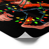 Santa Bigfoot Christmas Tree Xmas Lights Sasquatch ポスター (角)