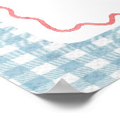 Santa Birthday Sign with Blue Gingham and Roses ポスター (角)