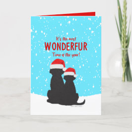 Santa Black Lab Dogs Christmas Card シーズンカード